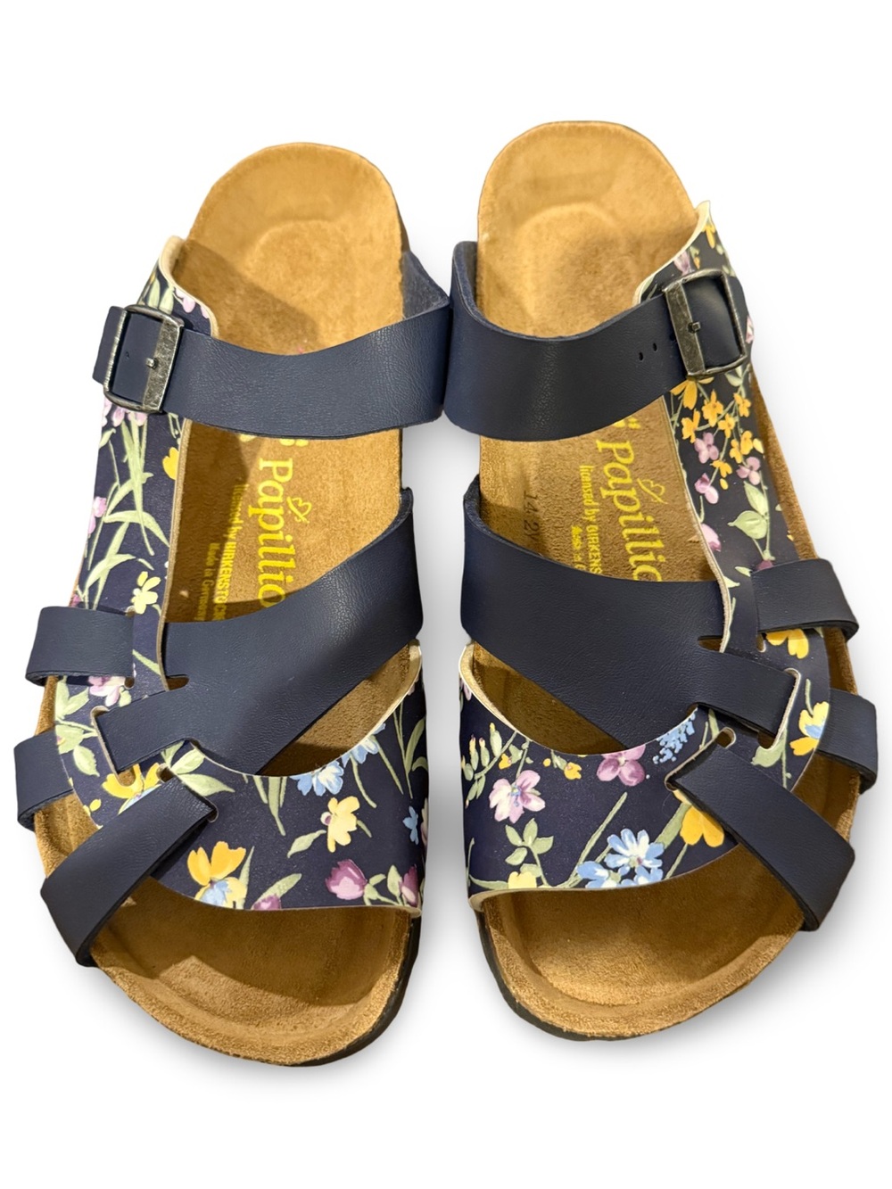 NWOT Birkenstock Papillio Pisa Floral Sandals Navy Strappy Comfort Size 42 (11) - Picture 2 of 9